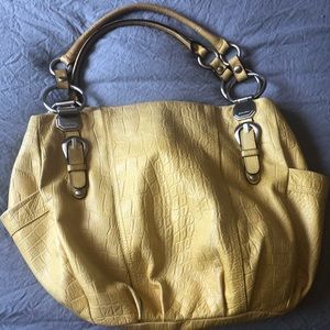 B Makowsky yellow genuine leather handbag